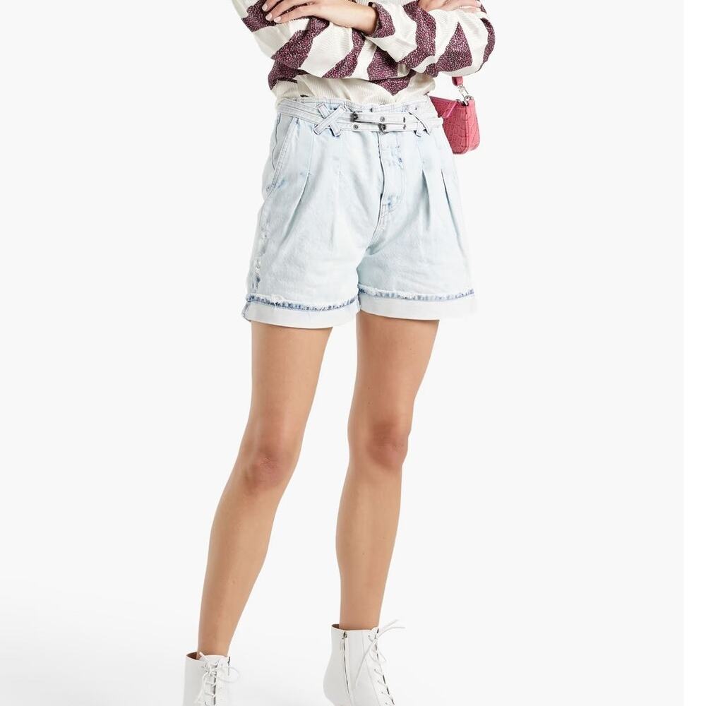 Retrofete Annika Pleated Denim Shorts Mom Jeans Casual Preppy Vacation Y2K 25
